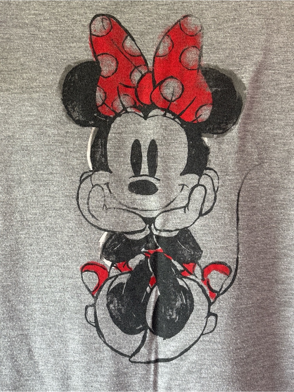 Disney Minnie Mouse Short Sleeve Tee in Gray with Red Bow